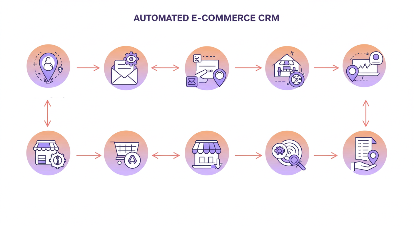 CRM ile otomatikleştirilmiş müşteri yolculuğunu temsil eden akış şeması